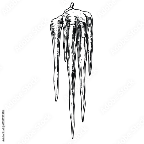 Icicles Sketch Symbol Isolated on White