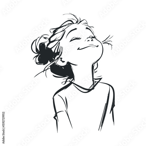 Joyful girl smiling with carefree expression in playful mood