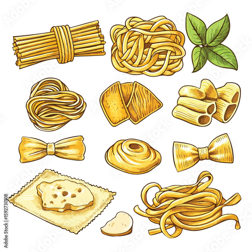 Hand Drawn Italian Pasta Set