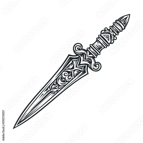 Decorative dagger design for medieval enthusiasts and collectors