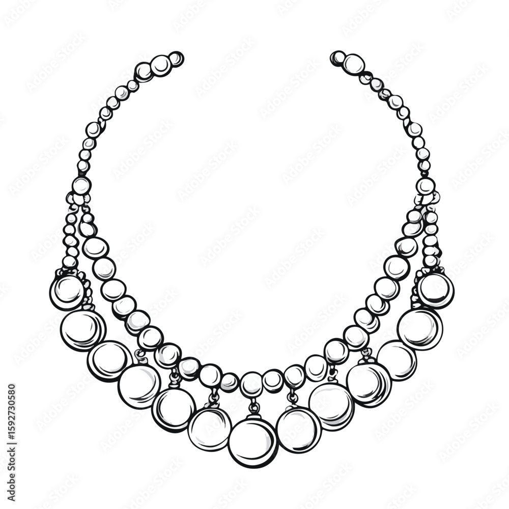Obraz premium Hand-Drawn Pearl Necklace Sketch Symbol