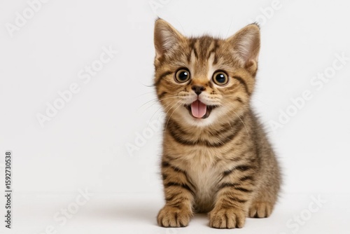 A Playful Kitten Captivates with Its Open Mouth and Warm Smile
