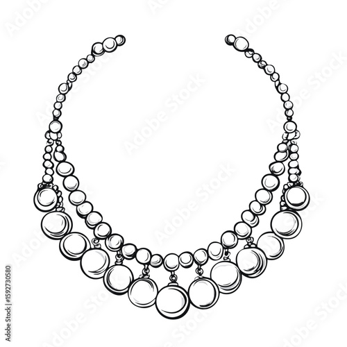 Hand-Drawn Pearl Necklace Sketch Symbol