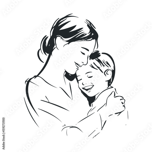 Heartwarming bond between mother and child in a nurturing embrace