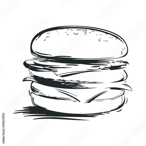 Delicious burger with layers of cheese, lettuce, and sauce