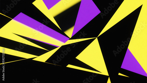 Wallpaper Mural Abstract geometric pattern with yellow purple and black triangles in a dynamic composition Torontodigital.ca