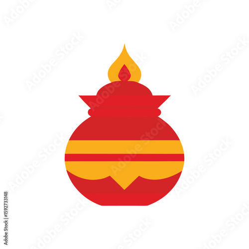 A colorful puja kalash vector art illustration