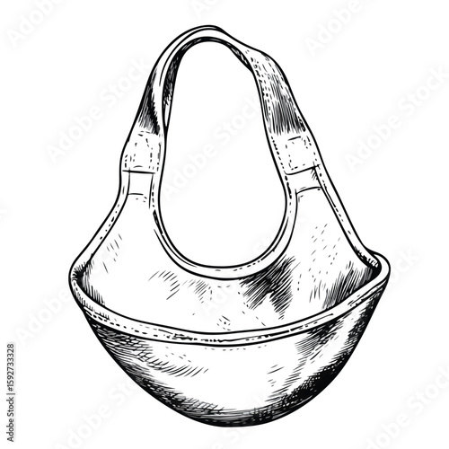 Baby Feeding Bib Sketch on White Background