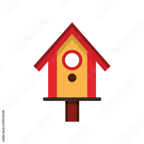 Colorful bird house vector art illustration