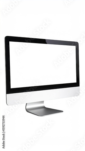 Modern computer monitor, white and black, blank screen