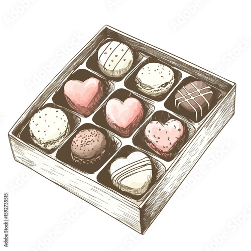 Hand-drawn Chocolate Sweets Box Sketch