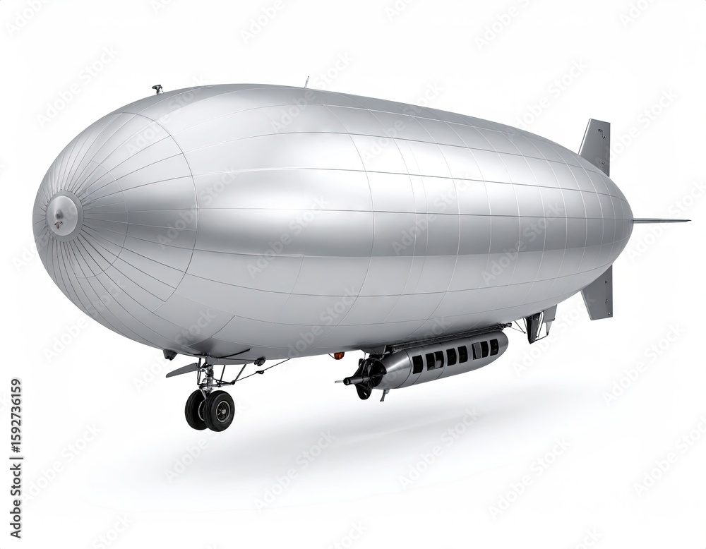 Obraz premium Silver zeppelin, isolated on white