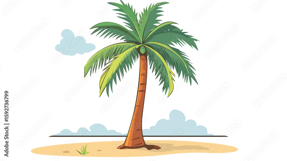 Obraz premium Simple Palm Tree Coloring Page Vector Cartoon Design