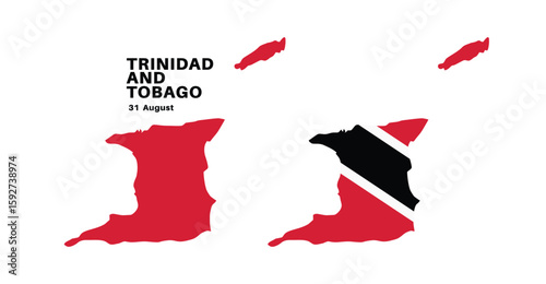  trinidad and tobago flag and map set.  trinidad and tobago flag in official colors and proportions., map