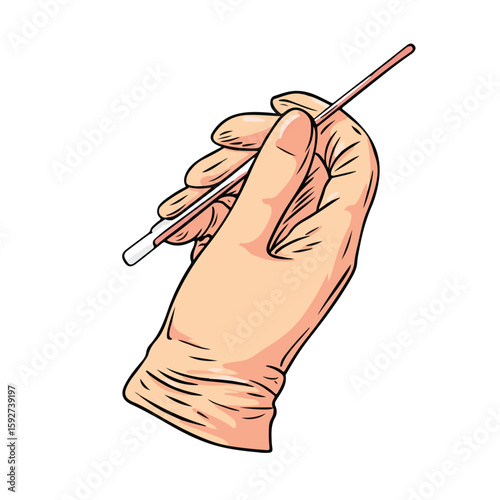 Hand in glove applying wax sketch