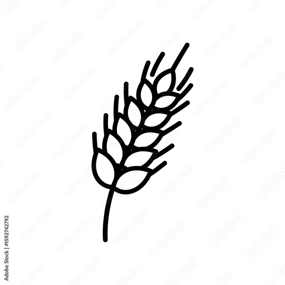 Fototapeta premium Wheat Plant Vector Icon in Minimalist Style on White Background