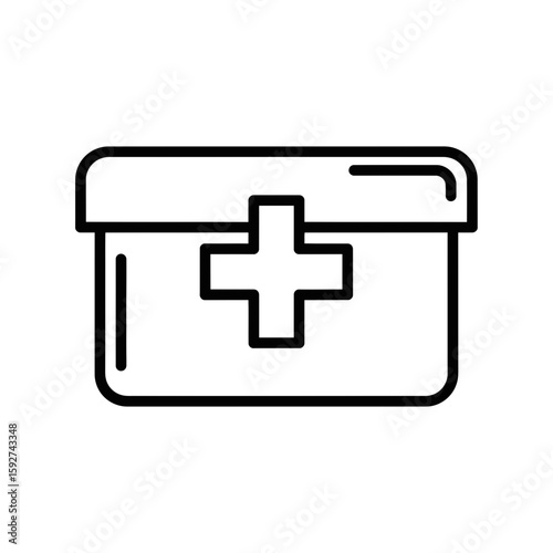 First Aid Kit Icon in Simple Line Art Style  