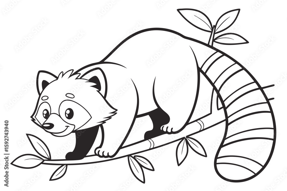 Obraz premium coloring page line art the red panda black vector