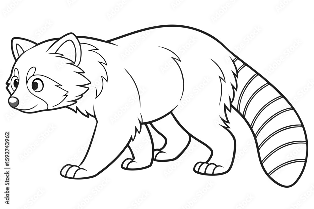 Obraz premium coloring page line art the red panda black vector