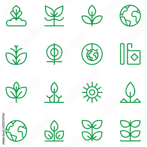 Green plant and earth icons sprout leaf