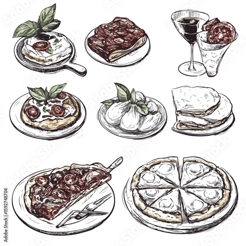 Italian Cuisine Sketch Set: Bruschetta