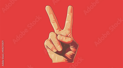 Peace Victory Hand Gesture Flat Design