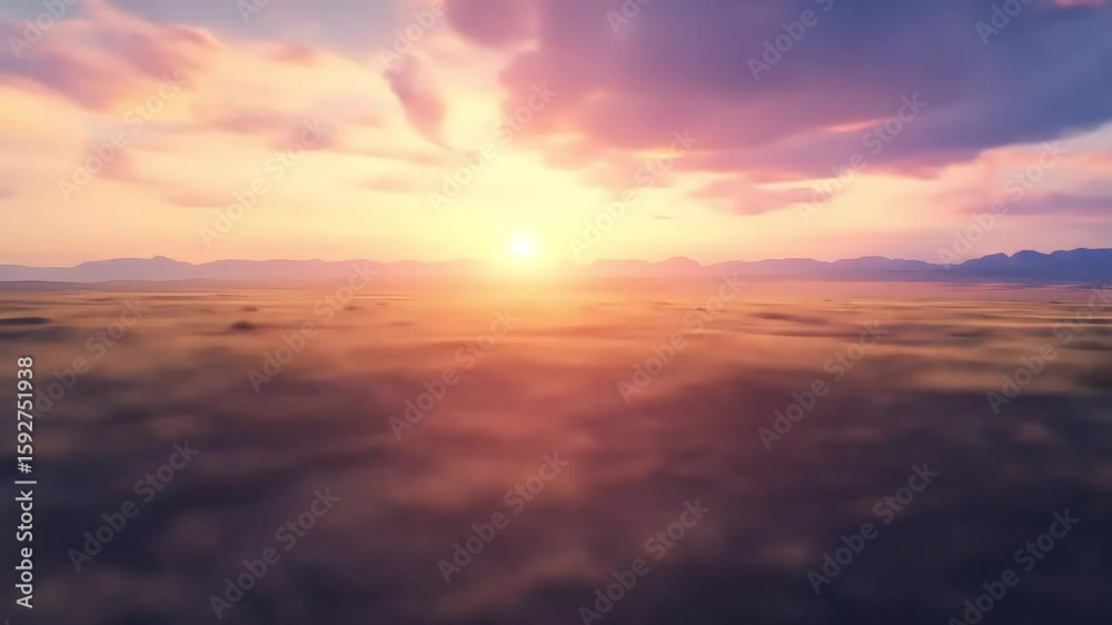 Vast desert landscape at sunset Vast desert landscape at sunset