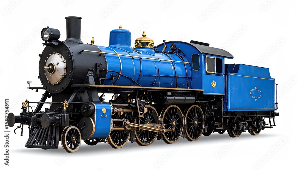 Fototapeta premium Classic blue steam locomotive