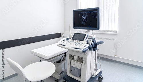 Modern medical ultrasound machine in a clean examination room