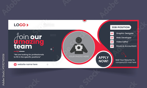 
We are hiring job vacancy social media facebook cover and web banner template	
