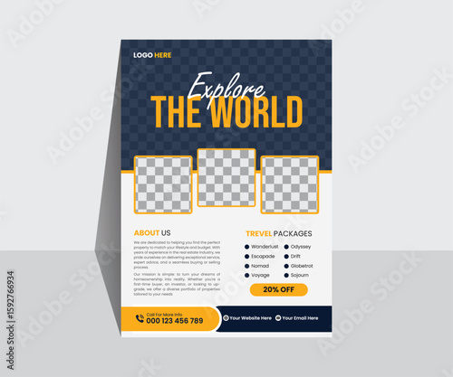 Modern Travel Agency Flyer Template – Explore the World, Vacation and Tour Promotion Brochure, Editable Vector Design
