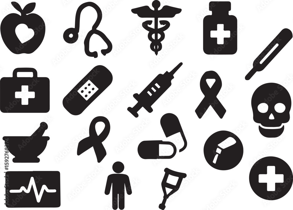 Medical health care symbols and icons vector