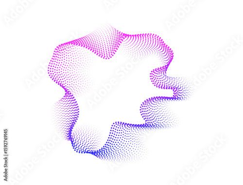 A set of round abstract sound swirling neon neon wave dots. Digital equalizer, futuristic technology, radial spectrum. Vector color dotted circle for music design .