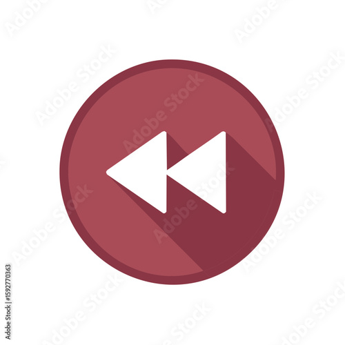Free Download Rewind icon button in minimal design style featuring left facing arrows and shadow effect for media player controls - GFXLoad