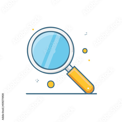 Flat Vector Magnifying Glass Illustration with Handle for Search, Discovery, Examination, or Exploration Concepts on Plain Background