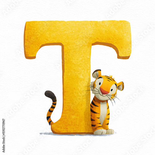 Buchstabe T mit Tiger – Buntes Kinderalphabet

