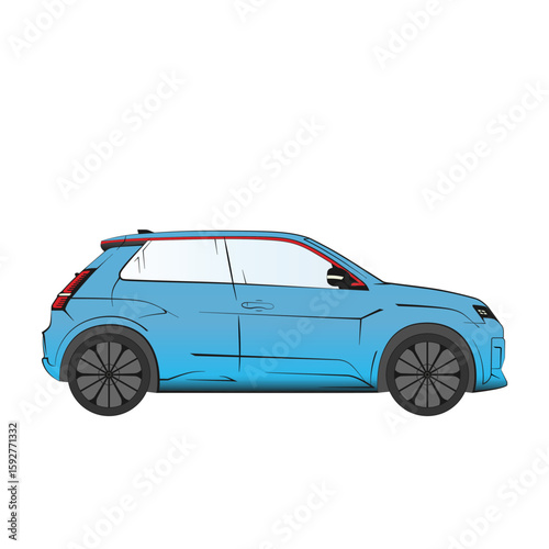 R5 like hothatch car from side blue