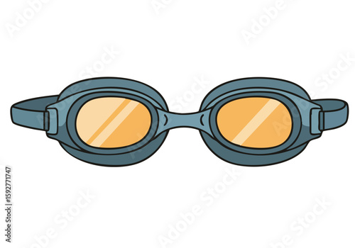 A simple graphic featuring swim goggles with the text "Swim Gear Ready - Iwimy ready". Clean, bright orange background. Ideal for advertising or promotional materials.