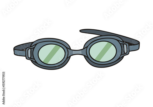 Stylish swimming goggles illustration. Clean, modern design on a vibrant orange background. Perfect for health, fitness, or aquatic themes. Simple, graphic style.