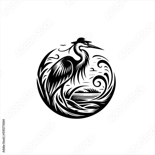 A bird in a circle