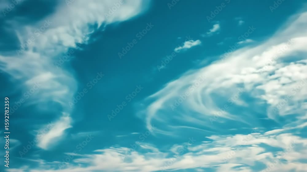 High-altitude clouds against a vibrant blue sky High-altitude clouds against a vibrant blue sky
