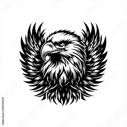 Eagle head with spread wings