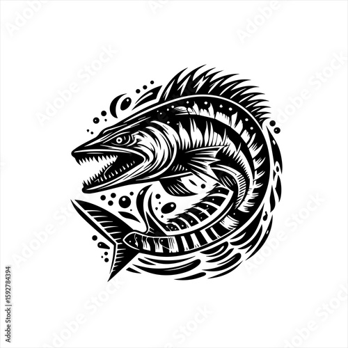 Fierce barracuda fish illustration