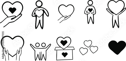 Vector illustration of a set of people icons symbolizing love, family, and relationships