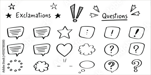 Hand-drawn vector alphabet set with diverse symbols for web design illustrations