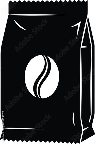 Silhouette Coffee bag package with coffee bean illustration Vector Illustrator