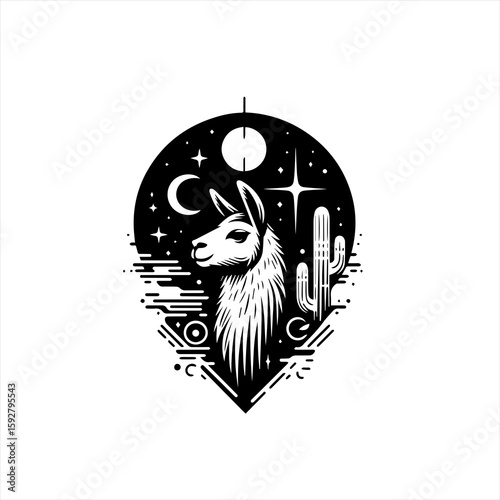 Llama in the desert night