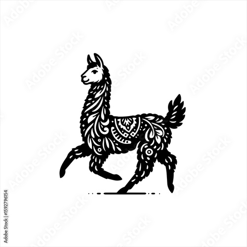 Llama with tribal pattern