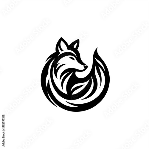 Stylized fox curled up