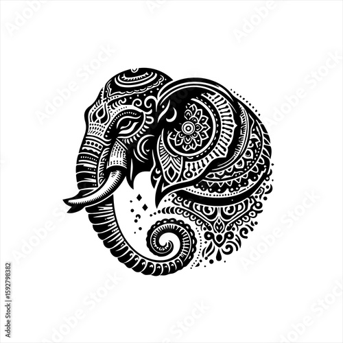 Ornate elephant head illustration